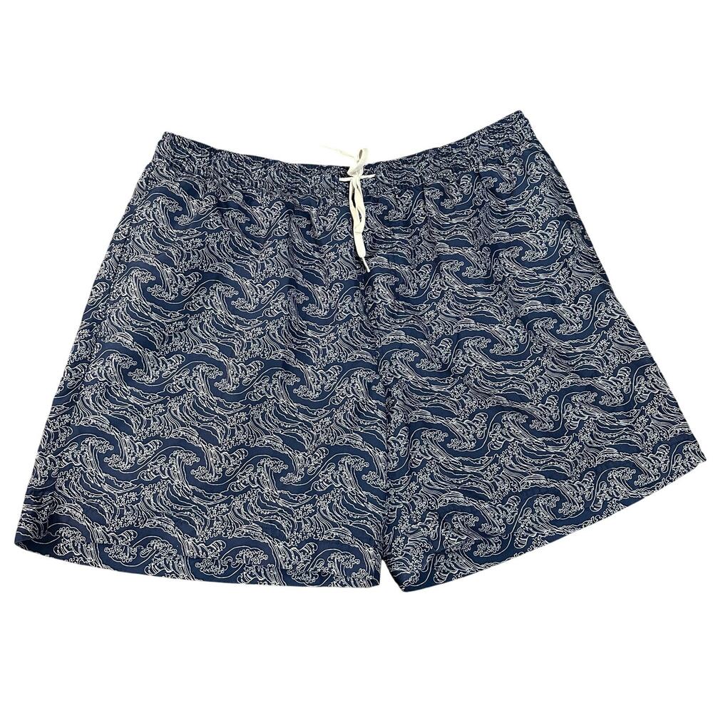 1901 Men's Blue Estate White Waves Swim Shorts Size XL